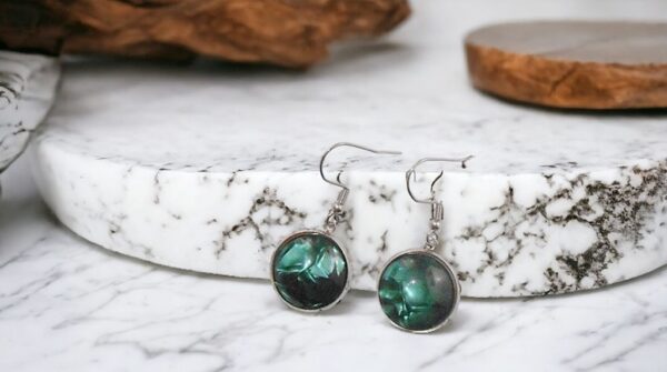 Emerald Green Plexi Glass Geometric Fantasy Earrings
