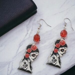 Santa Muerte Sugar Skull Earrings