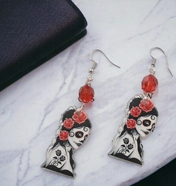 Santa Muerte Sugar Skull Earrings