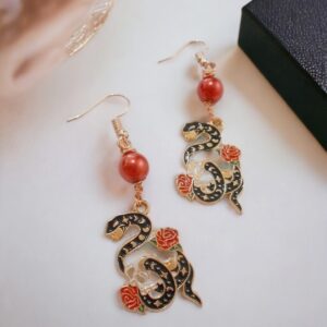 Snake Skull Flower Earrings