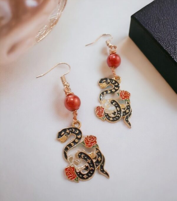 Snake Skull Flower Earrings