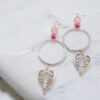 Angel Wings Heart Hoop Earrings