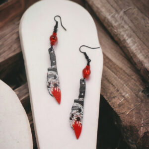 Bloody Skull Knife Earrings