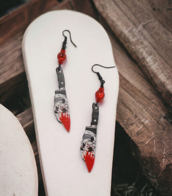 Bloody Skull Knife Earrings