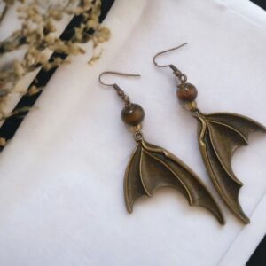 Metallic Bronze Bat Wings Earrings