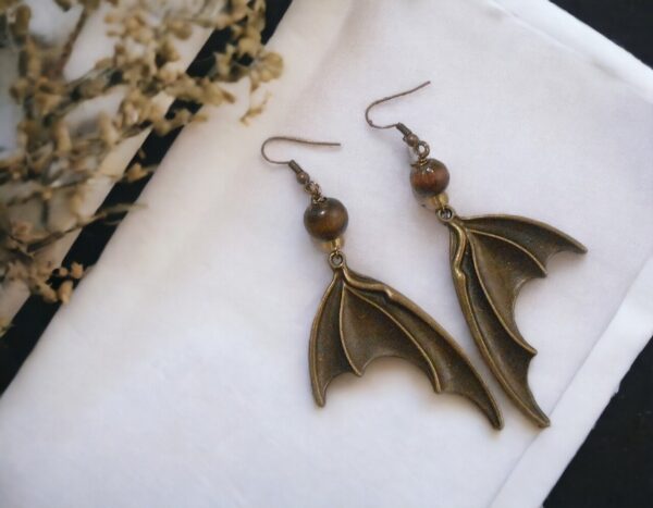 Metallic Bronze Bat Wings Earrings