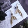 Metallic Silver Bat Wings Earrings