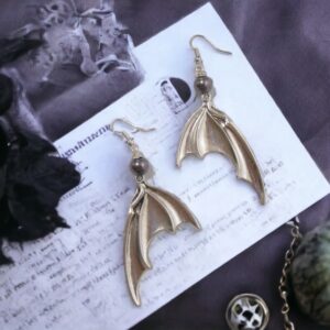 Metallic Silver Bat Wings Earrings