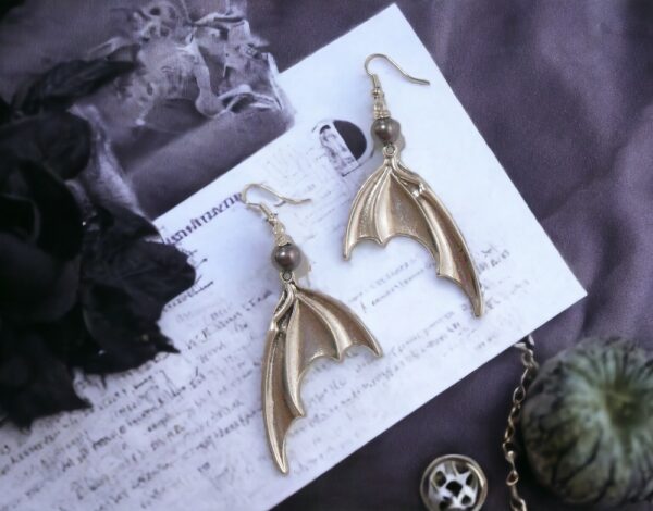 Metallic Silver Bat Wings Earrings