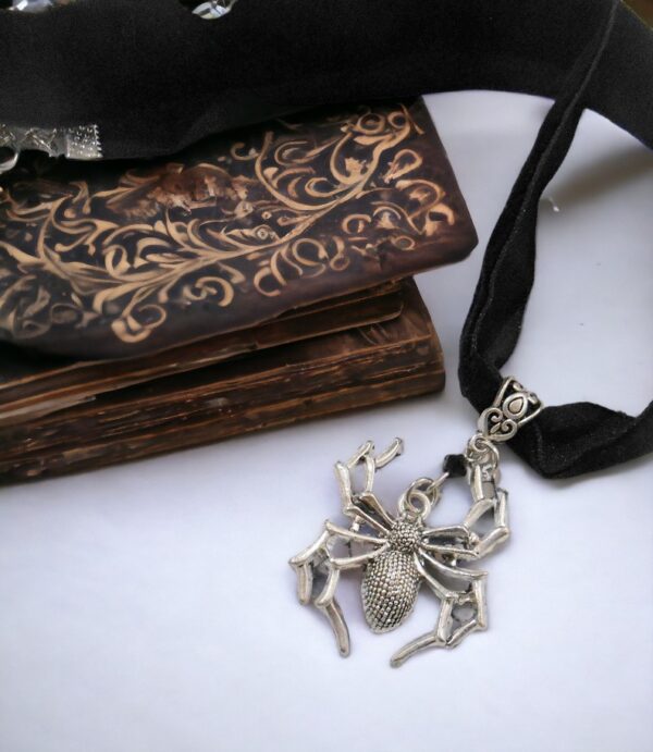 Black Velvet Choker with Spider Details