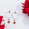 Minimal Red Heart Hoop Earrings