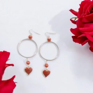 Minimal Red Heart Hoop Earrings