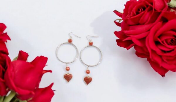 Minimal Red Heart Hoop Earrings