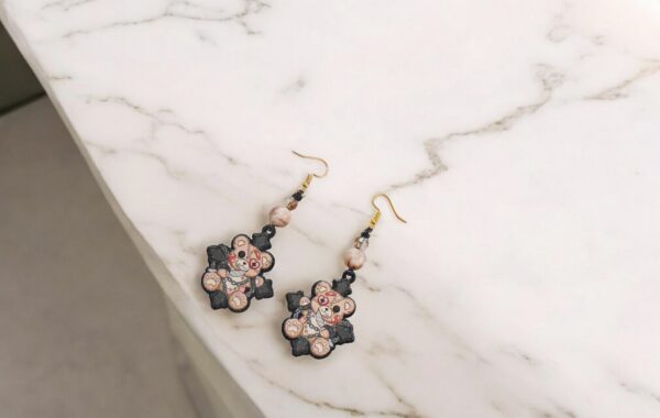 Horror Teddy Bear Kawaii Pastel Goth Earrings