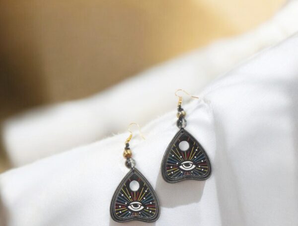 Ouija Planchette Evil Eye Earrings