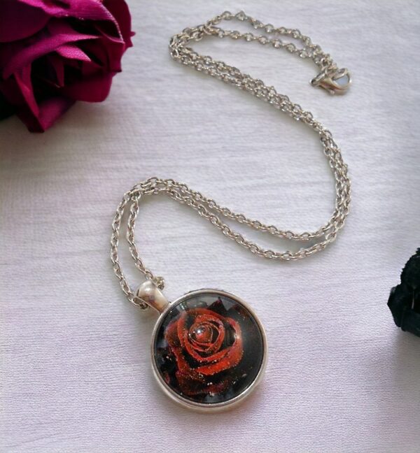 Gothic Red Rose Necklace