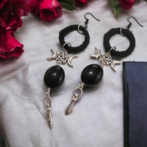 Mystical Triple Moon Goddess Hecate Earrings