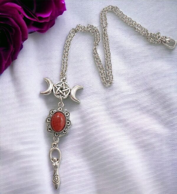 Triple Moon Goddess Hecate Necklace
