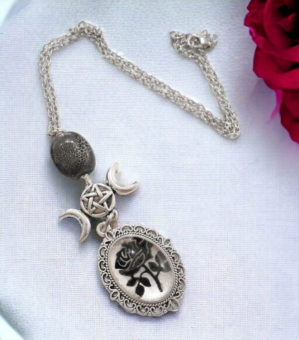 Triple Moon Goddess Hecate Necklace