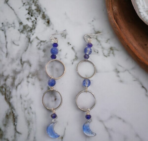 Crescent Moon Earrings with Metallic Details