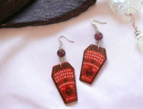 Coffin Shaped Ouija Board Earrings