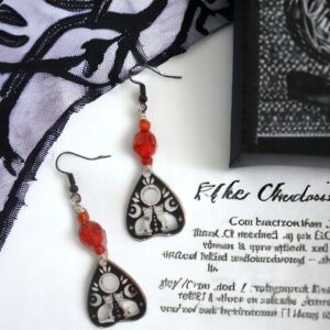 Ouija Planchette Earrings with Cat Detail