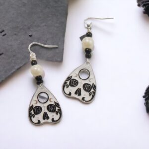 Ouija Planchette Earrings with Skull Detail