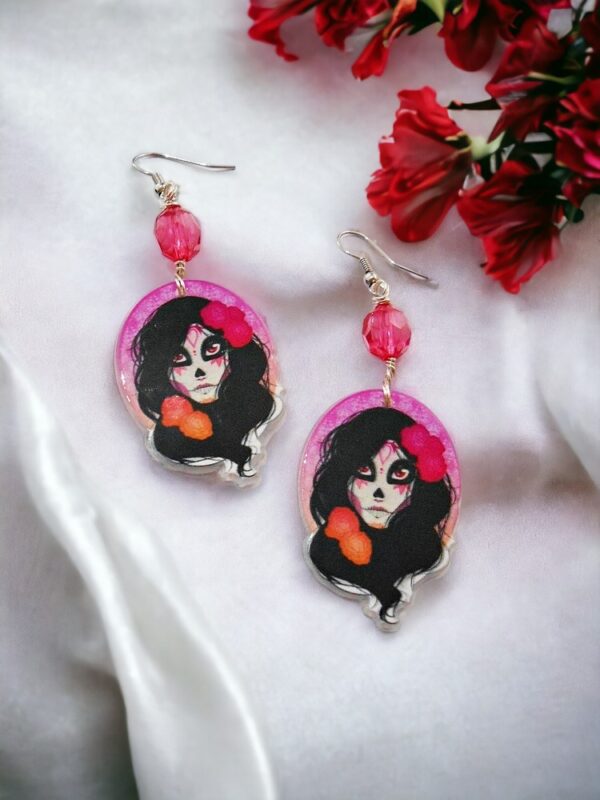 Santa Muerte Sugar Skull Earrings