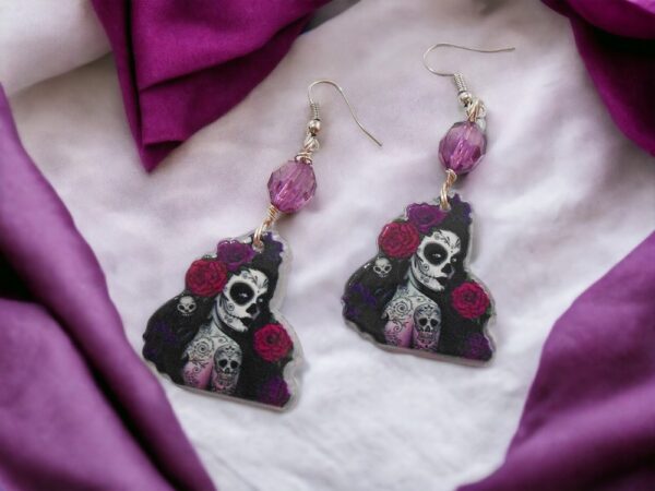 Santa Muerte Sugar Skull Earrings
