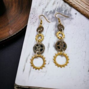 Steampunk Mixed Metal Gears Earrings