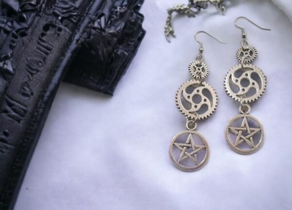 Steampunk Silver Gears Earrings
