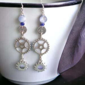 Steampunk Silver Gears Earrings
