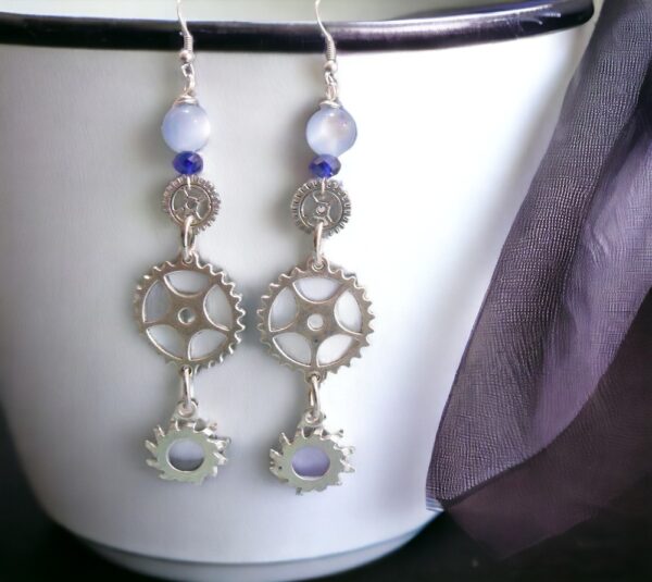 Steampunk Silver Gears Earrings