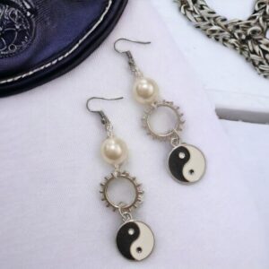 Yin Yang Steampunk Gears Earrings