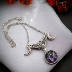 Triple Moon Goddess Hecate Necklace