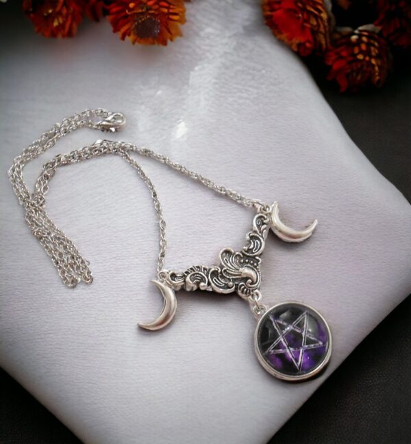 Triple Moon Goddess Hecate Necklace