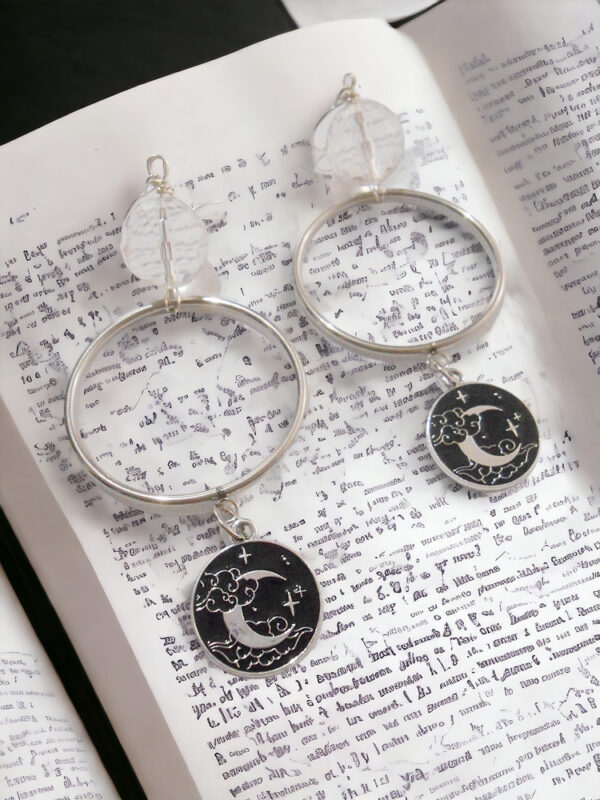 Black Moon Hoop Earrings