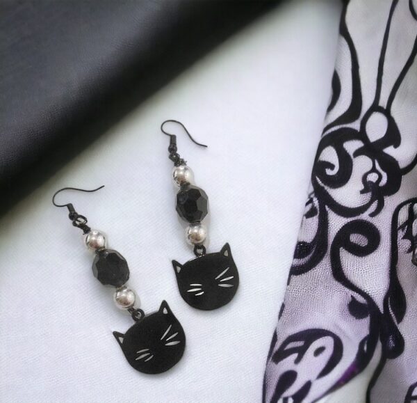 Black Cat Cartoon Earrings