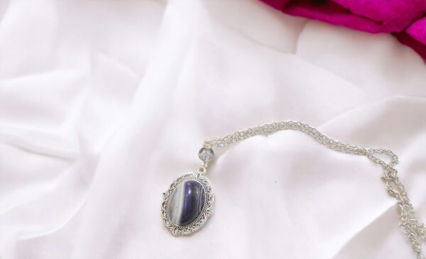 Purple Striped Agate Healing Pendant