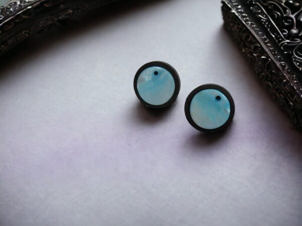 Blue Ivory Stud Earrings