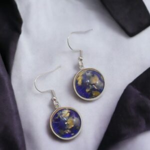 Gold & Blue Plexi Glass Geometric Fantasy Earrings