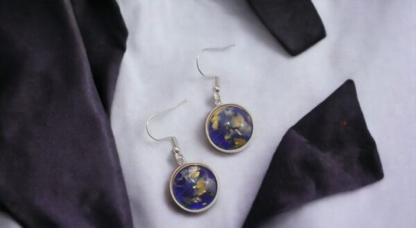 Gold & Blue Plexi Glass Geometric Fantasy Earrings