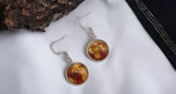 Gold Brown Plexi Glass Geometric Fantasy Earrings