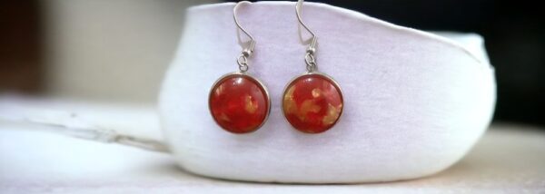 Orange & Gold Plexi Glass Geometric Fantasy Earrings