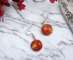 Red Gold Plexi Glass Geometric Fantasy Earrings