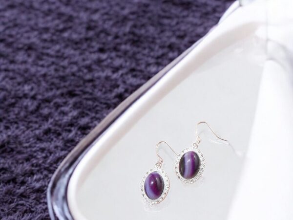 Purple Striped Agate Healing Earrings