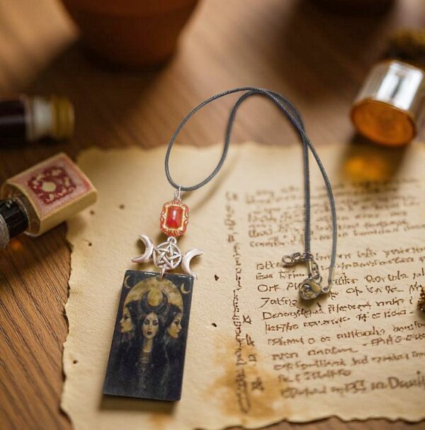 Triple Moon Goddess Hecate Necklace